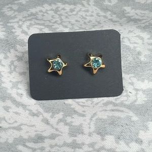 Metal-free Blue Gem Earrings, Plastic Post Studs, Allergy Free Hypoallergenic